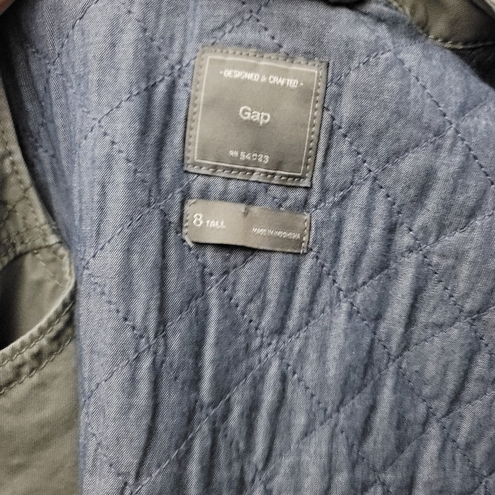 Gap TALL light green gray cotton Moto jacket - Picture 7 of 12